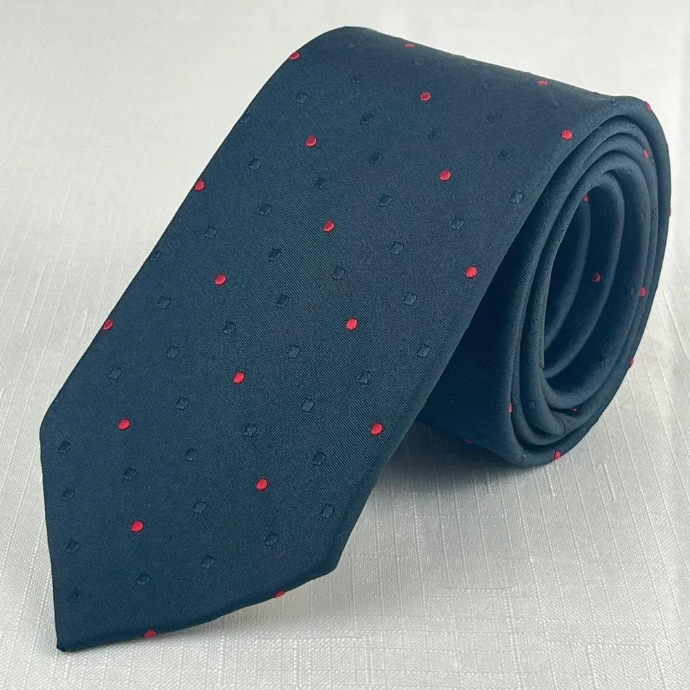 Lubin's Westchester Silk Tie Black Red Polka Dot 3